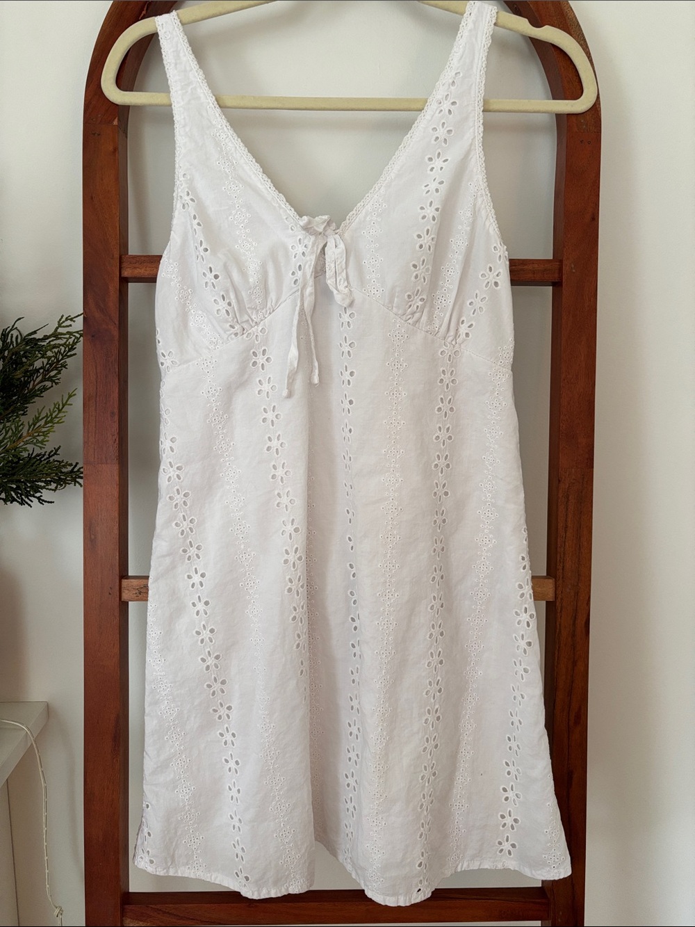 No Boundaries White Eyelet Tie-Front Sundress